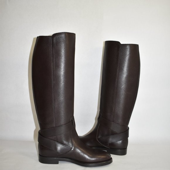 $1500 Gucci Riding Boots LEATHER brown gold Harness36.5 (JB21) - Picture 3 of 8
